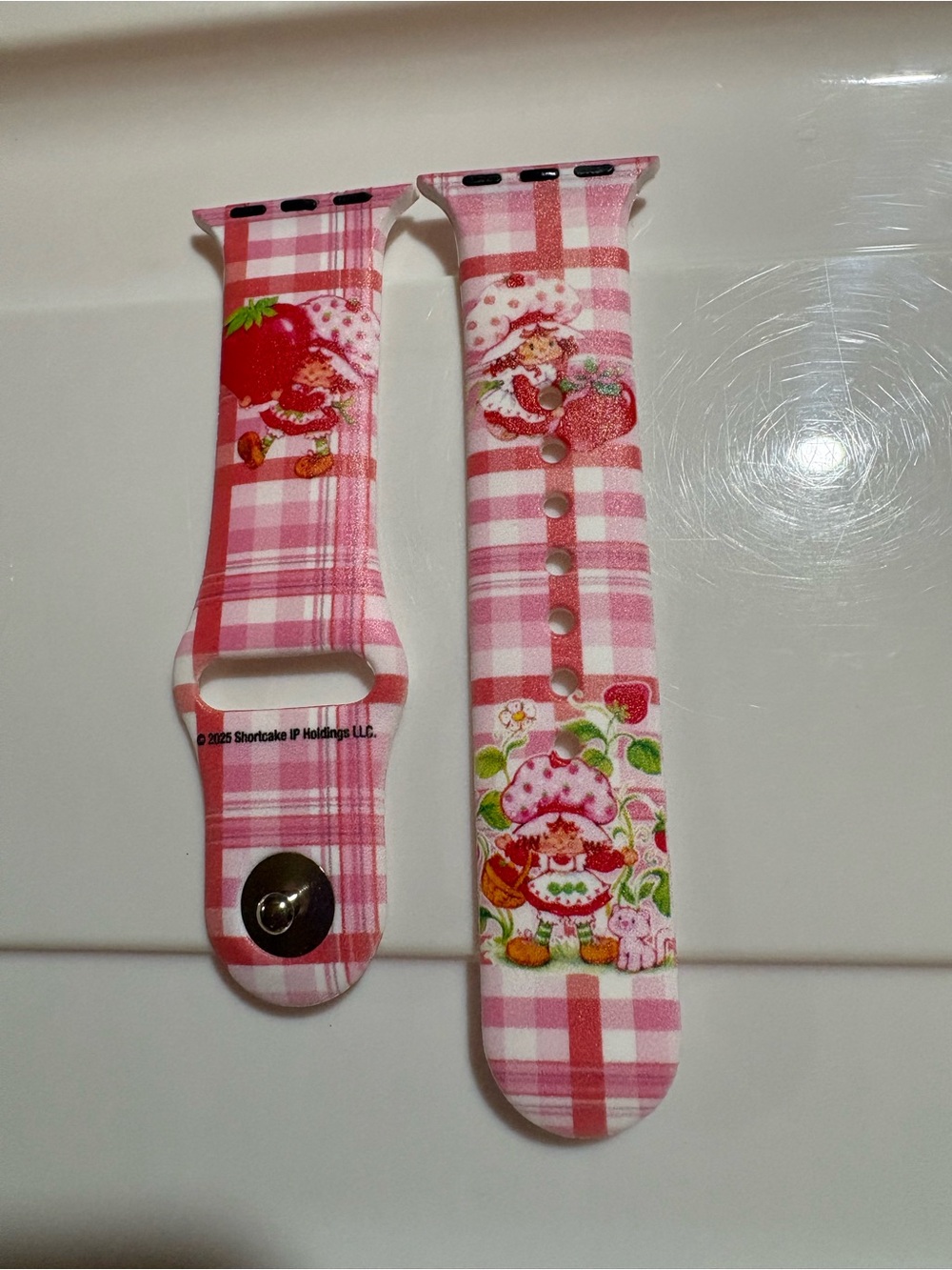 Pink Strawberry Pattern Silicone Watch Band for Smartwatches